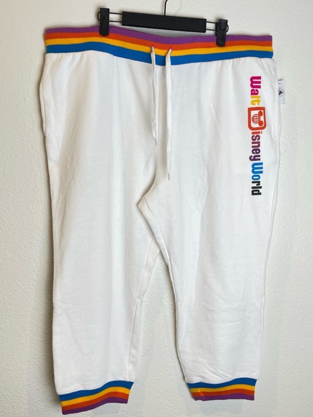 NWT Disney Parks Colorful Retro Stripe Rainbow Crop Jogger Sweatpants Plus Sz 1X